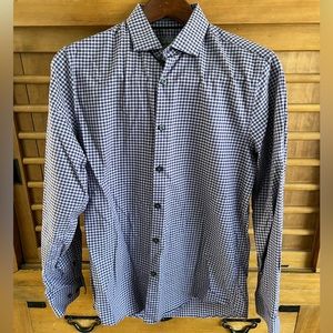 Calibrate dark and light purple checked button down; size small; non-iron